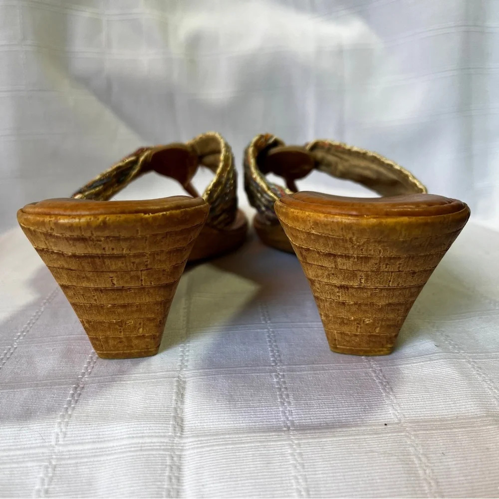 Made In Italy Designer Boho Goddess Fairy Sandals Size 6 Stacked Chunky Heel - Picture 8 of 11